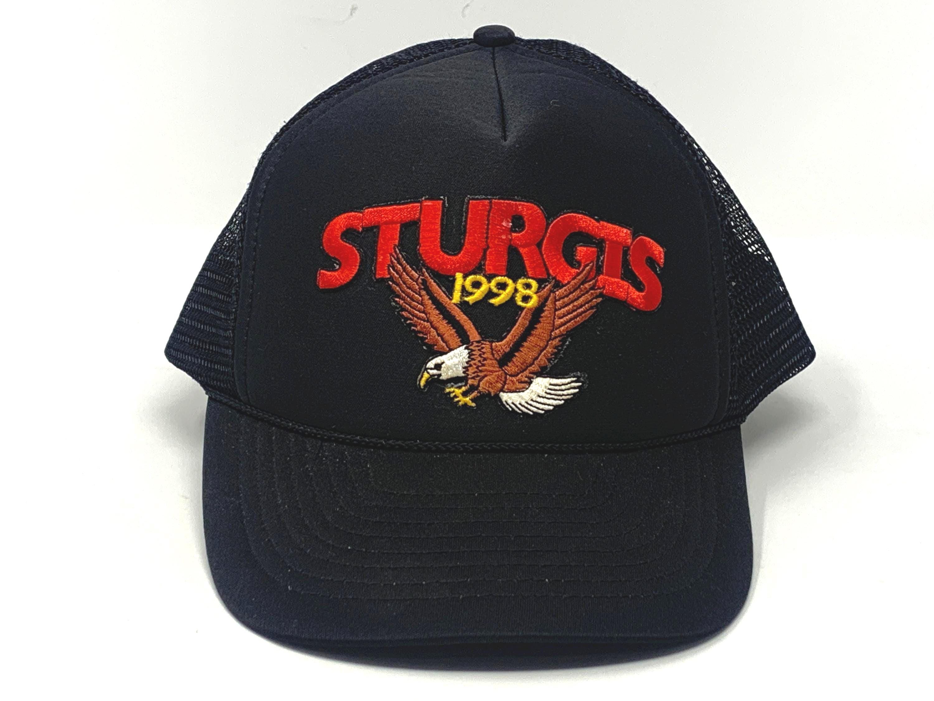 Vintage 1998 Sturgis Motorcycle Mesh Back Trucker Hat Embroidered