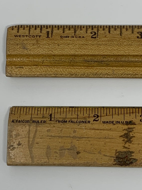 Lot of 2 Vintage Westcott Rulers, 12'', Wooden Rulers