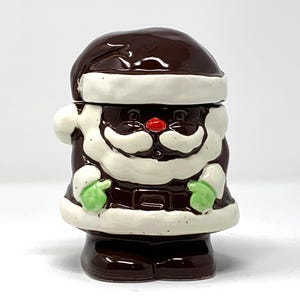 Vintage Enesco Santa Jar with Lid: Christmas Candy/Nut Storage