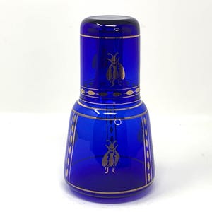 Vintage Cobalt Blue Tumble Up l Bedside Pitcher l Water Decanter