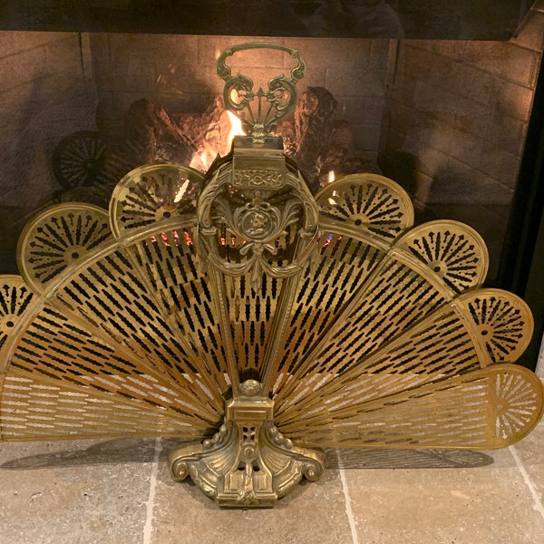 Brass Peacock Fireplace Screen Etsy