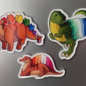 LGBT Dinosaur - Fridge Magnets (part 1) | LGBT Pride Decor, LGBTQ+ Kitchen Accessories, Fun Refrigerator Decor, Acrylic Fridge Magnets