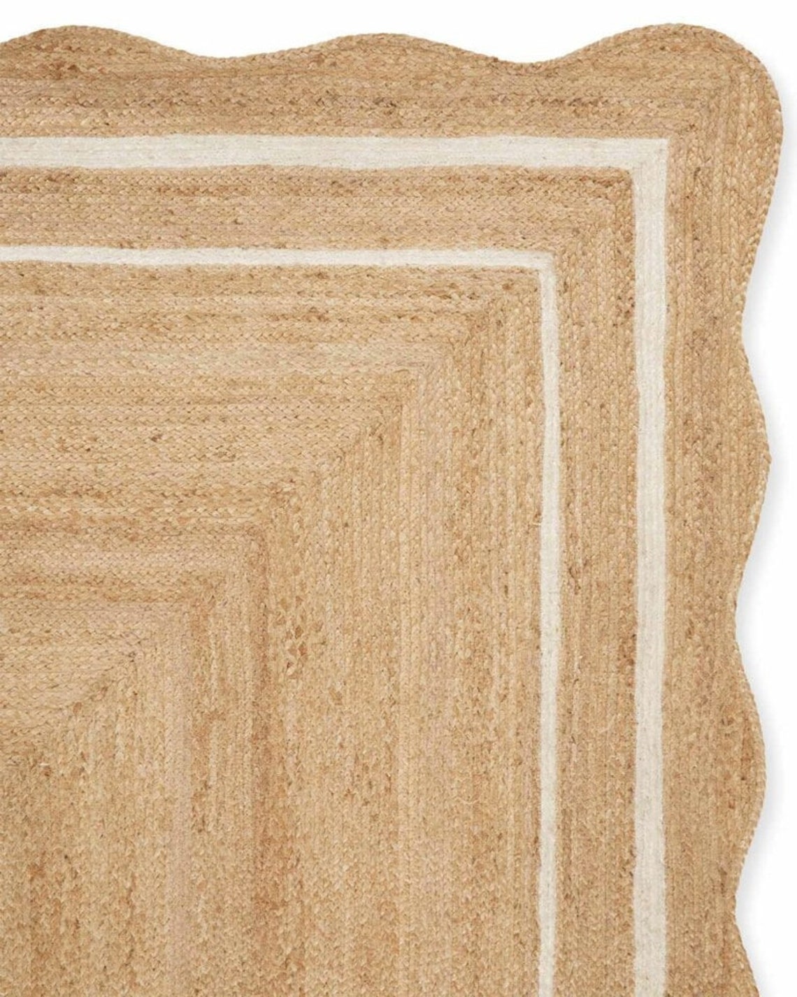 Scalloped Jute Rug Jute Area Rug Wavy Edge Rug Jute Runner Etsy