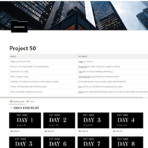 Project 50 Notion Template - Etsy