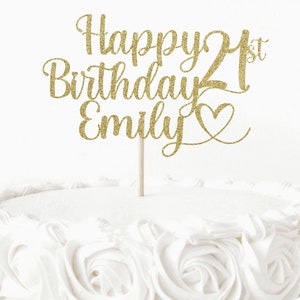 Happy Birthday Cake Topper | Personalized Glitter Cake Topper | Happy 21 Birthday | 16 Birthday