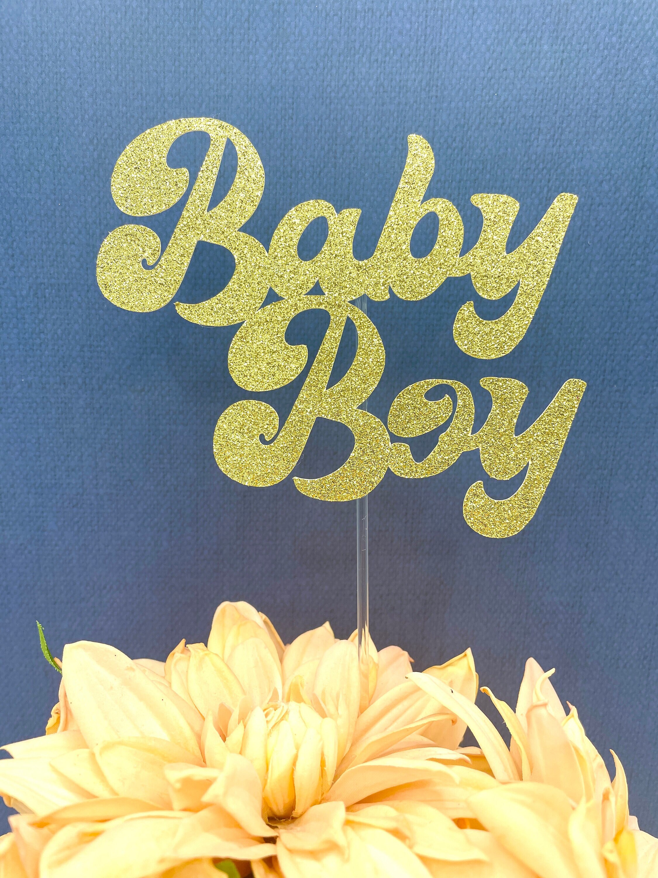 Baby Shower Cake Topper Baby Boy Cake Topper Glitter Baby Etsy