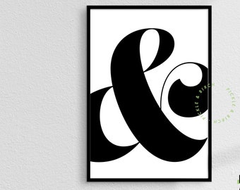 Ampersand Minimalistischer Druck Poster | Typografie | Schwarz-Weiß-Galeriewand | Scandi Geometric Modern Art Home Decor Geschenk für Sie A3 A4 A5