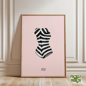 Fashion Doll Print Poster | 1950&#39;s Vintage Retro Fashion | Pink Black White Chevron | Modern Art Home Decor Gallery Wall | Gifts For Her