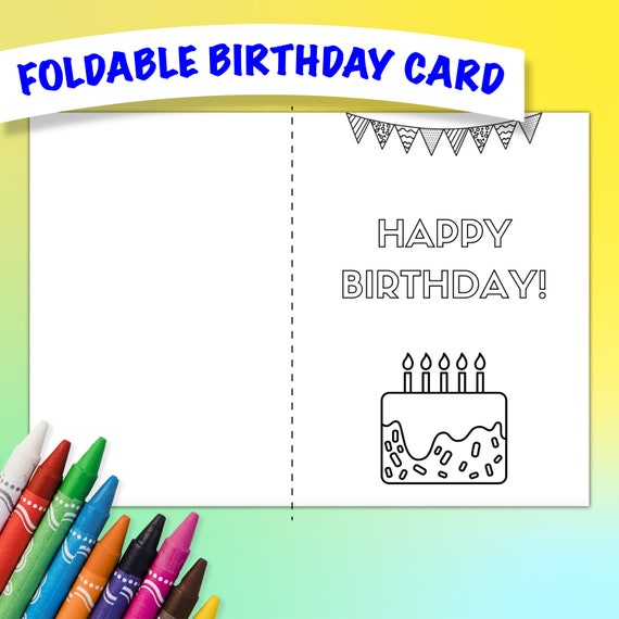 Printable Happy Birthday Coloring Sheet Birthday Card Kids - Etsy