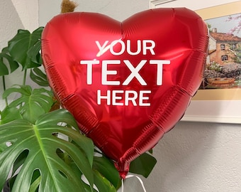 Herzballon Rot Glänzend mit Wunschtext Geschenkidee Überraschung von Almate Shop, Ballon mit Inschrift personalisiert