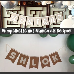 Wimpelkette mit Wunschtext Personalisierte Girlande mit Inschrift Namensbanner Kinderzimmer als Geschenkidee Überraschung für jeden Anlass Bild 8