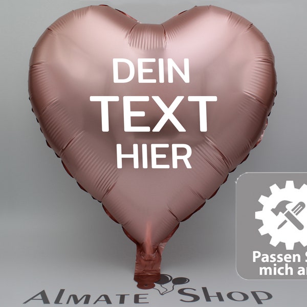 Herzballon in Rose Gold matt mit Wunschtext Geschenkidee Überraschung von Almate Shop Personalisierter Ballon mit Inschrift