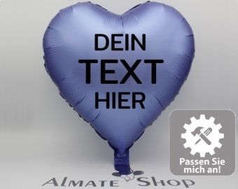 Herzballon in Blau matt mit Wunschtext Geschenkidee Überraschung von Almate Shop Personalisierter Ballon mit Inschrift