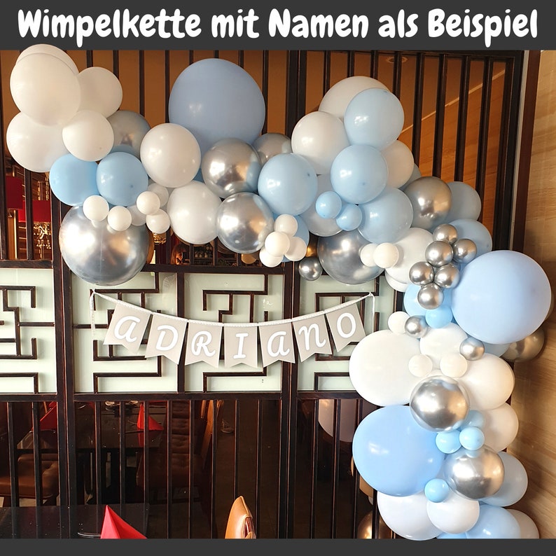 Wimpelkette mit Wunschtext Personalisierte Girlande mit Inschrift Namensbanner Kinderzimmer als Geschenkidee Überraschung für jeden Anlass Bild 9