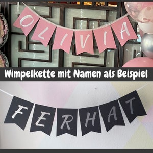 Wimpelkette mit Wunschtext Personalisierte Girlande mit Inschrift Namensbanner Kinderzimmer als Geschenkidee Überraschung für jeden Anlass Bild 7