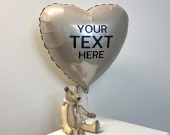 Herzballon Creme Satin mit Wunschtext Geschenkidee Überraschung von Almate Shop, Ballon mit Inschrift personalisiert