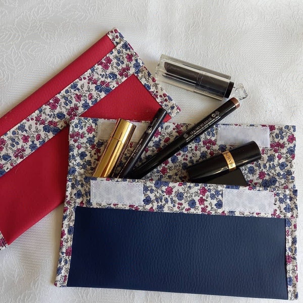 Trousse à maquillage, simili cuir, Trousse d'école, Porte-chéquier, Portefeuille, Petite pochette, idée cadeau.