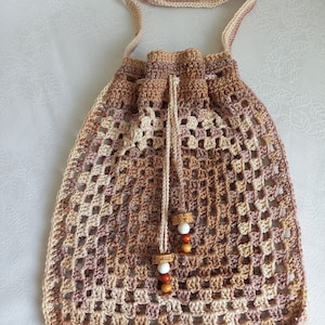 Sac au crochet en coton,  Sac Granny, Sac à main crochet, Sac bohème, Sac porté épaule, Sac d'été, Sac estival, Petit sac.