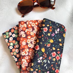 Velvet, fleece, floral fabric glasses case or phone case.