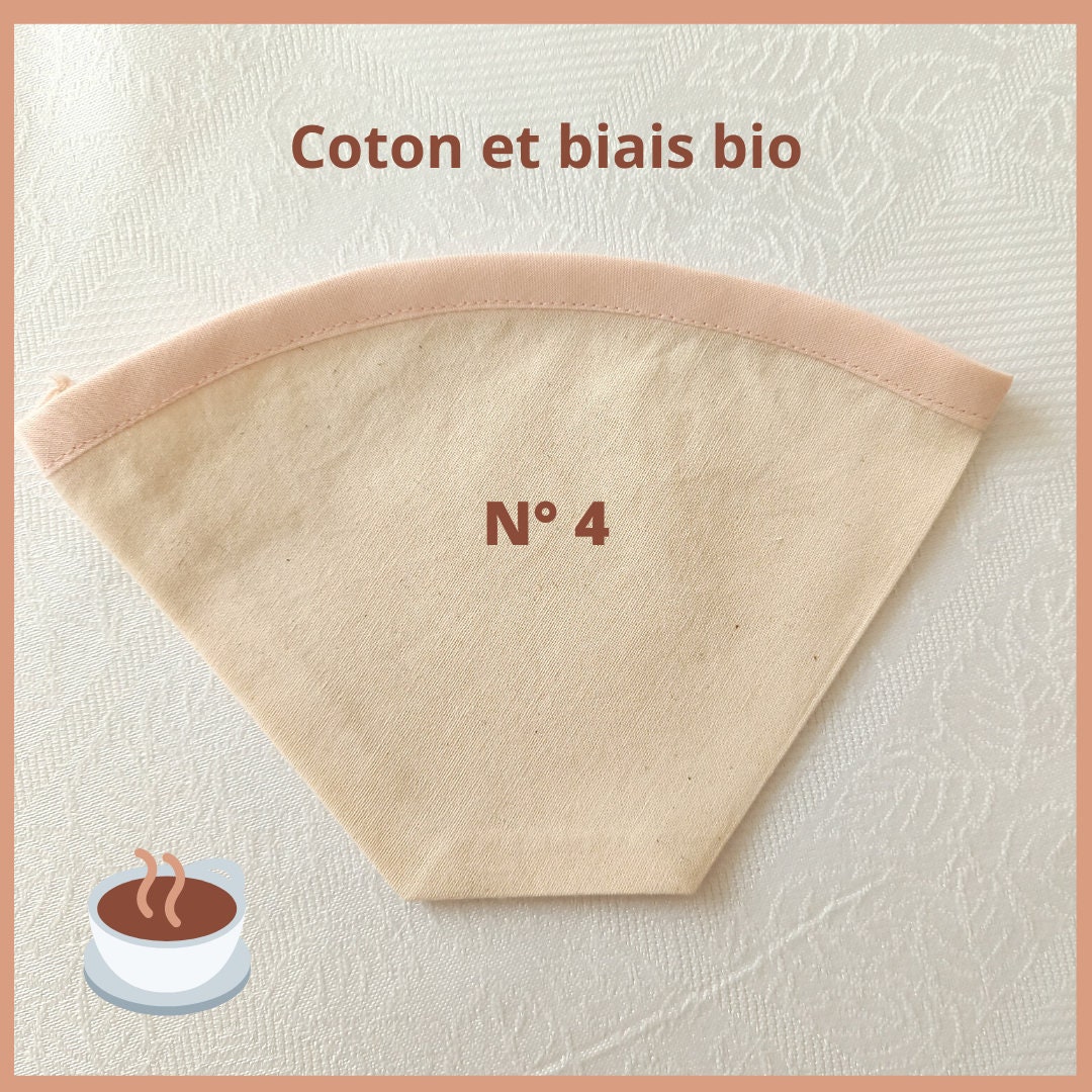 Filtre à Café en Coton Bio et Biais - Filtre Lavable Réutilisable N. 4
