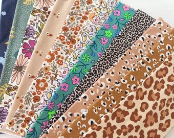 Women's hairband, cotton jersey headband, floral or leopard print, flat headband.