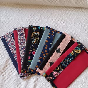 Faux leather and cotton pencil case, school, makeup, sewing kit.