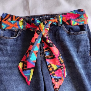 Belt, headband, fabric headband, tie belt, fabric belt, multi-colored viscose