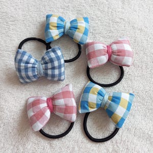 Elastic bow in gingham and fancy fabric