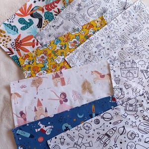 Feuille de coloriage en tissu lavable, set à colorier, tissu à colorier,