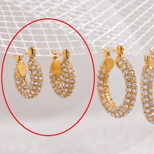 Small CZ Hoops, Diamond Zirconia Earrings, Bling Huggie Hoops, CZ Paved Gold Hoops, Cluster Hoops, Elegant Gifts For Her, Summer Earrings