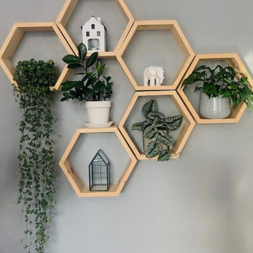 Hexagon Shelves White Shelves Geometric Shelves Etsy UK