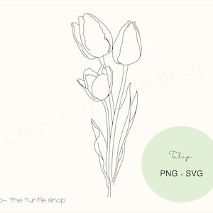 Tulpen Blume Ausmalbild - PNG / SVG | Digitaler Download | Pflanzen Clipart | Botanische Clipart | Kommerzielle Nutzung inbegriffen
