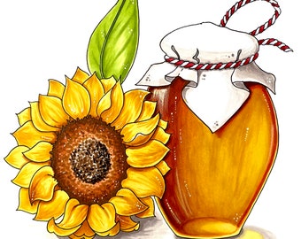 Honey | marker illustration |wall decor|original gift| art| painting| drawing |handmade |food |still life painting|kitchen