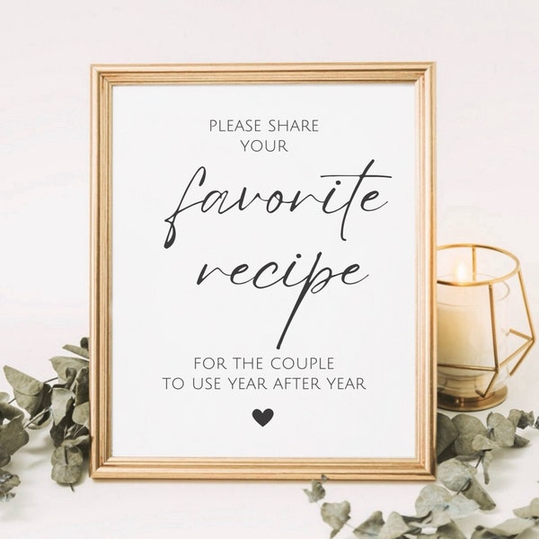 Please Share Your Favorite Recipe Sign, Place Recipe Card Here Sign, Recipe Box Sign, Printable Wedding Recipe Cards Sign,Bridal Shower Sign