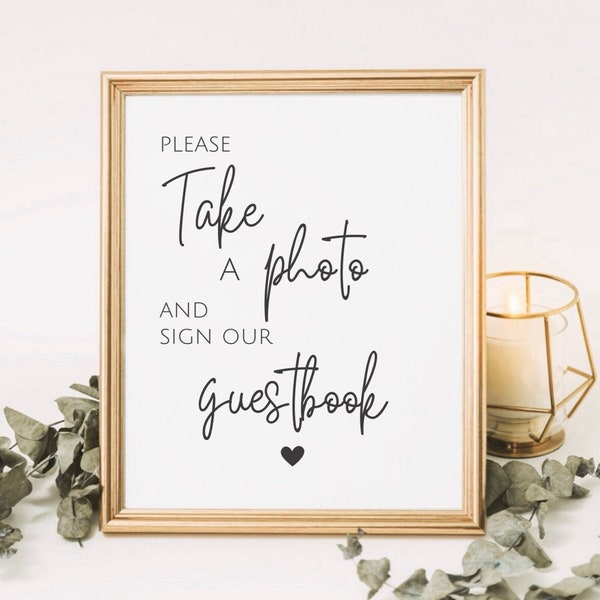 Please Take A Photo And Sign Our Guestbook Sign, Printable Polaroid Photo Guestbook Sign, Photo Guest Book, Wedding Guest Sign In Template