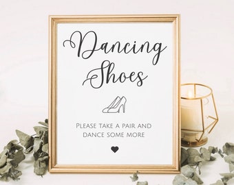 Minimalist Dancing Shoes Sign, Wedding Flip Flop Sign, Dancing Feet Sign, Printable Take A Pair And Dance Some More, Wedding Favor Template