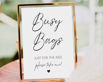 Busy Bags Sign, Just For The Kids Sign, Wedding Kids Table Sign, Wedding Kids Favor Sign, Kids Activity Sign, Fun For The Kids, Baby Shower