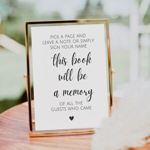Sign This Memory Book Sign This Book Will Be A Memory Sign, Minimalist Wedding Memory Book Sign ...