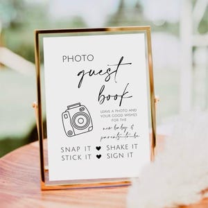 Minimalist Polaroid Photo Guest Book Sign, Baby Shower Polaroid Book, Photo Guestbook Sign, Snap It Shake It Stick It Sign It, Gender Reveal