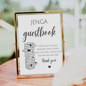 Jenga Guestbook Sign, Wedding Guest Book Sign, Printable Jenga ...