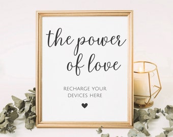 The Power Of Love Sign, Recharge Your Devices Here, Wedding Charging Station Sign, Phone Charging Station, Power Bar Sign, Recharge Sign