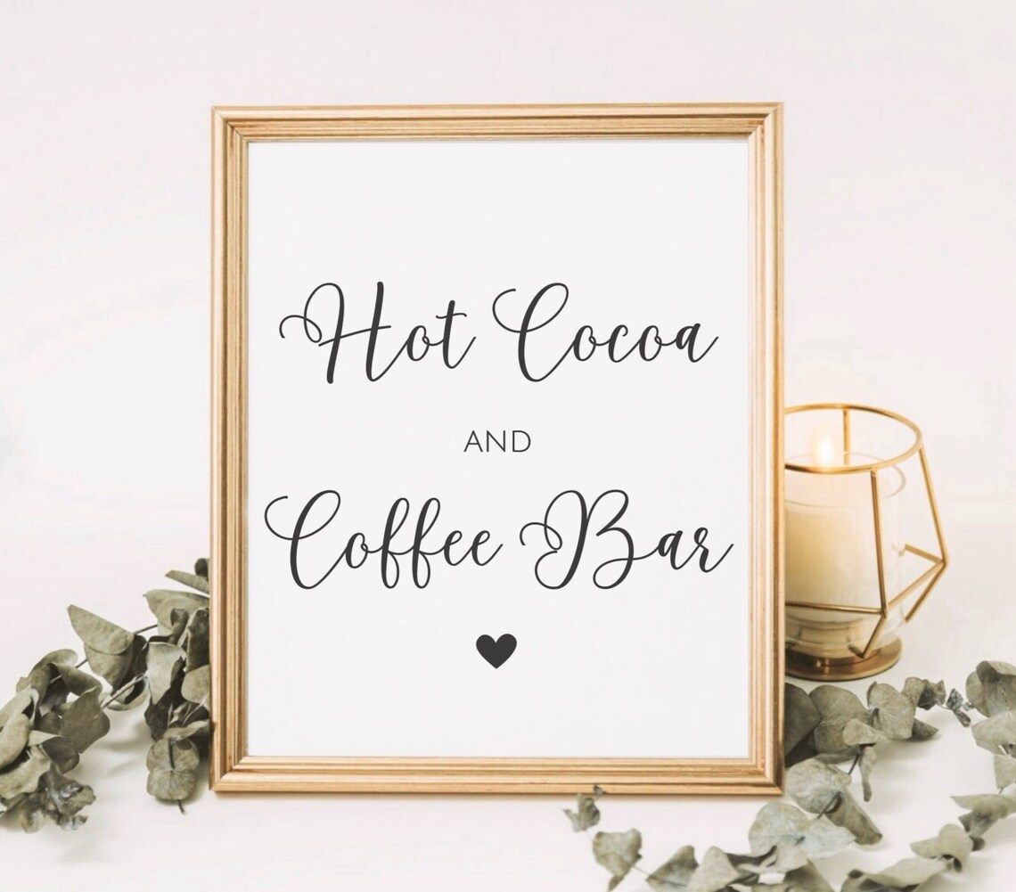 Minimalist Hot Cocoa and Coffee Bar Sign, Printable Hot Chocolate Sign ...