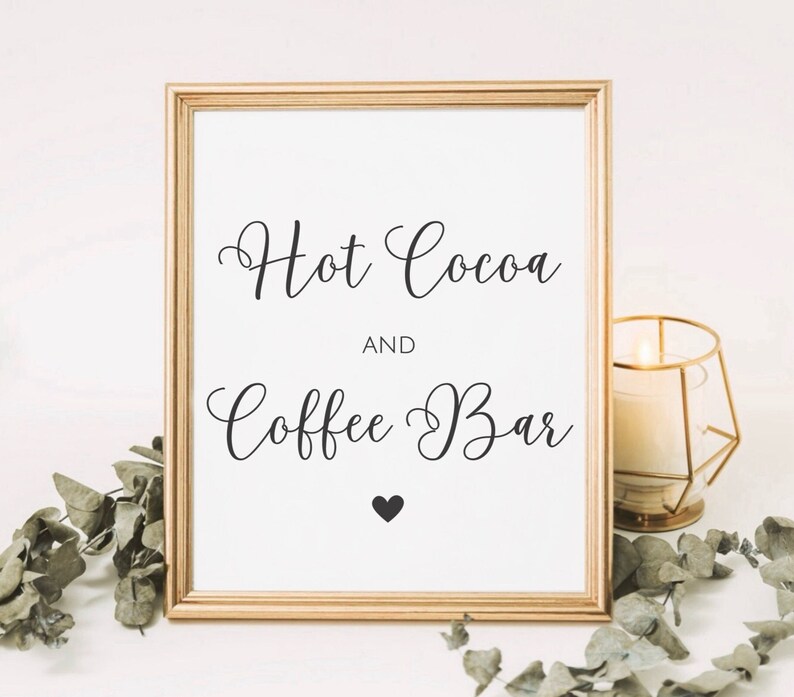 Minimalist Hot Cocoa and Coffee Bar Sign, Printable Hot Chocolate Sign ...