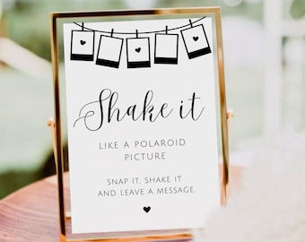 Shake It Like A Polaroid Picture Sign, Printable Polaroid Photo Guestbook Sign, Minimalist Wedding Guestbook, Polaroid Guest Book Sign