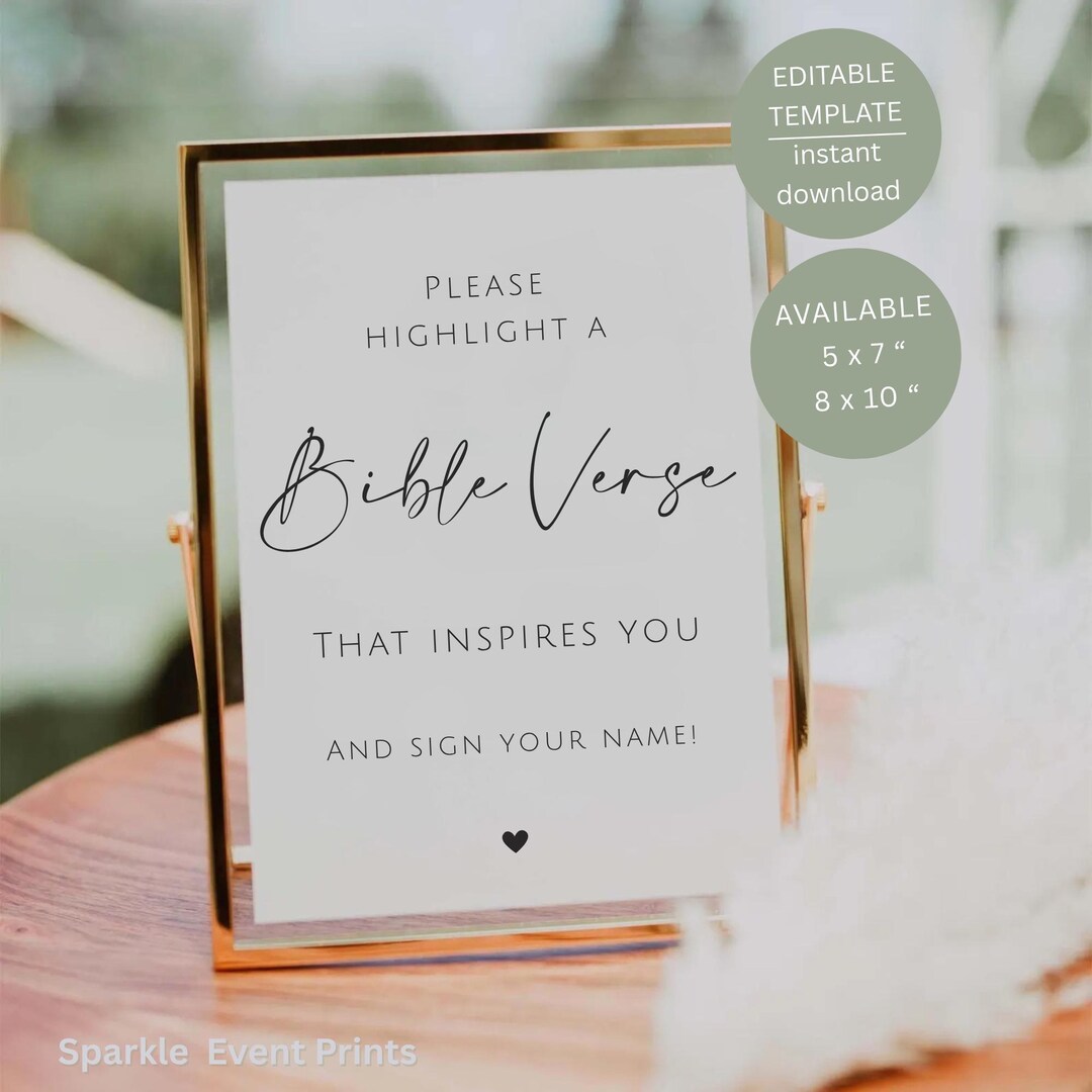 Local Highlight Sign Please Highlight A Bible Verse Sign, Wedding Guestbook, Printable ...