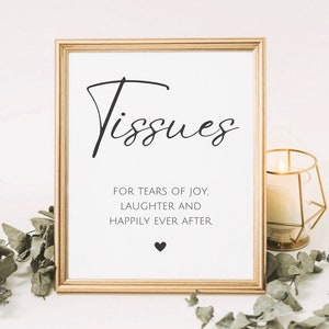 Minimalist Tissues Sign, Wedding Table Sign, for Tears of Joy Laughter ...