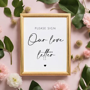Minimalist Our Love Letter Sign, Printable Wedding Guestbook Table ...
