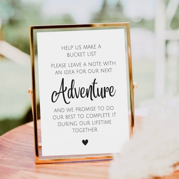 Please Help Us Make A Bucket List, Our Next Adventure Sign, Bucket List Guestbook Printable, Wedding Bucket List Sign, Wedding Guest Book