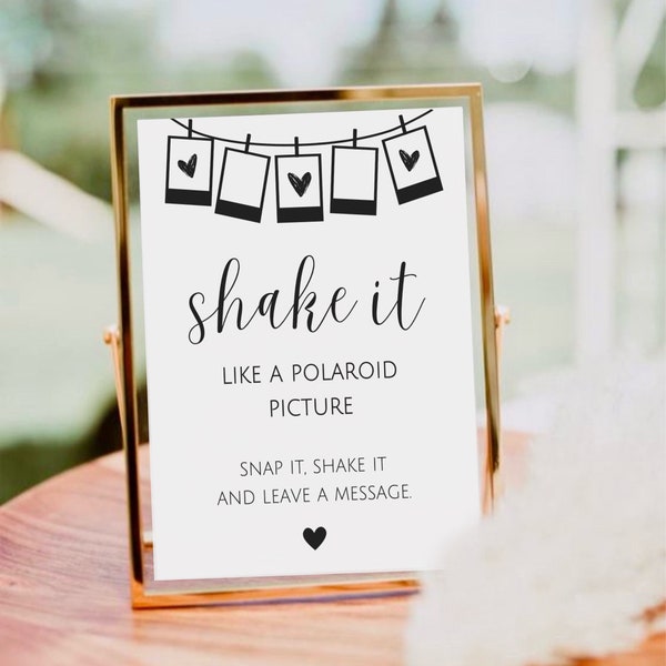 Shake It Like A Polaroid Picture Sign, Printable Polaroid Photo Guestbook Sign, Minimalist Wedding Guestbook, Polaroid Guest Book Sign