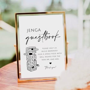 Enseigne de livre d'or Jenga, livre d'or mariage, modèle de livre d'or Jenga imprimable, aidez-nous à créer des souvenirs signe, signalétique de livre d'invité